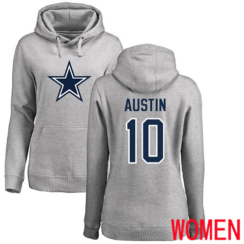 Women Dallas Cowboys Ash Tavon Austin Name and Number Logo #10 Pullover NFL Hoodie Sweatshirts->nfl t-shirts->Sports Accessory